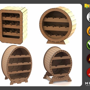 Laser Cut Tabletop Weinregal Sets, Wein Halter, Wein stehend, Wein Organizer SVG Dxf Pdf Ai Cnc Cut Glowforge geschnitten Vektor Vorlagen