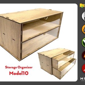 Laser Cut Desktop Organizer SVG, Hobby Storage Box, Drawer Organizer SVG, Laser cut file, Glowforge Cut, 3 mm, Model10