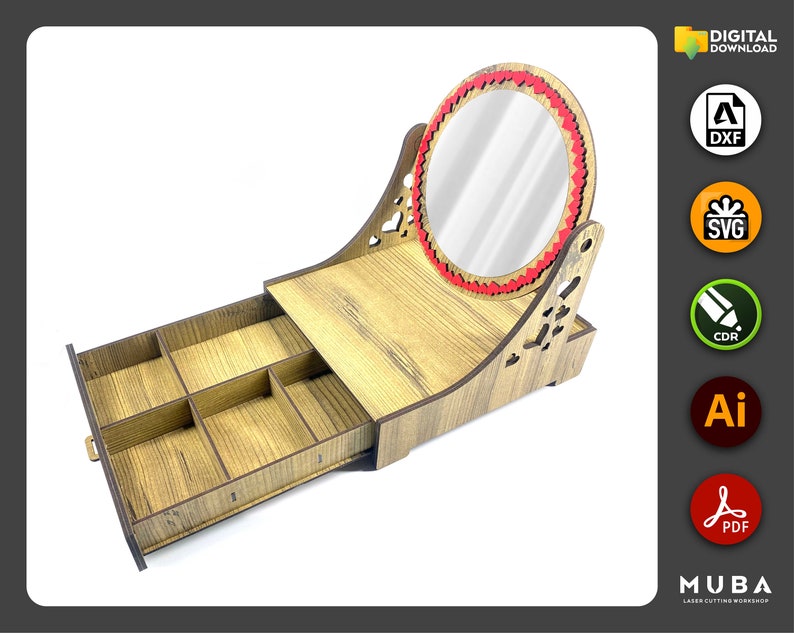 Laser Cut Makeup Organizer Mirror Cosmetic Organizer Etsy