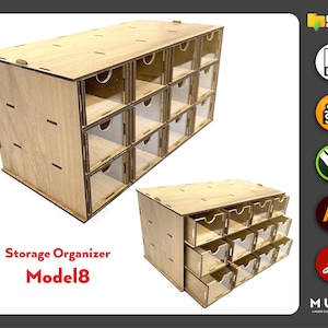 Laser Cut Desktop Organizer SVG, Hobby Storage Box, Drawer Organizer SVG, Laser cut file, Glowforge Cut, 3 mm, Model8
