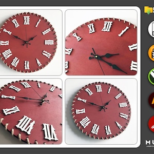 Reloj de pared SVG, modelos de relojes, relojes de decoración de pared, archivos DXF para archivos cortados con láser, plano vectorial, archivo de enrutador Cnc, colección de archivos de corte Cnc