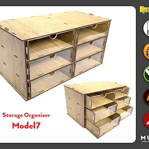 Laser Cut Desktop Organizer SVG, Hobby Storage Box, Drawer Organizer SVG, Laser cut file, Glowforge Cut, 3 mm, Model7