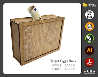 Target Piggy Banks | Money Box SVG | Laser Cut File | Laser Plans | Glowforge File | Pig SVG | Coin Bank SVG | Money Bank File