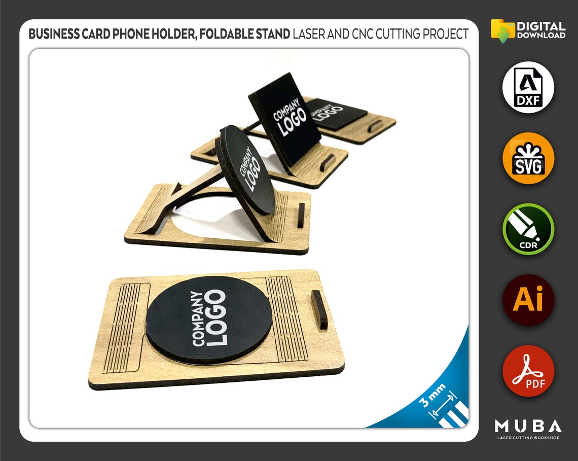 Business Card Phone Holder Foldable Phone Stand Laser Cut Etsy