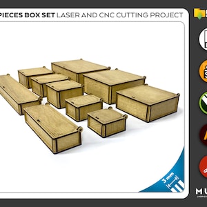 10 Stück Größen Box Set, Schmuckkästchen SVG, Geschenkbox SVG, Laserschnittdatei, CNC-Dateien, dxf, svg, cdr, ai, pdf, Vektorvorlagen, Laserprojekt