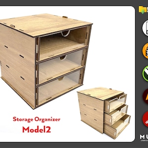 Laser Cut Desktop Organizer SVG, Hobby Storage Box, Drawer Organizer SVG, Laser cut file, Glowforge Cut, 3 mm, Model2
