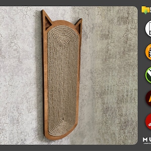 Laser Cut File Cat Scratcher Wall Mounted, Cat Tree, Cat Activity Pole, Cat Scratching Post, Cnc Cut Glowforge Cut, Laser Project, laser svg