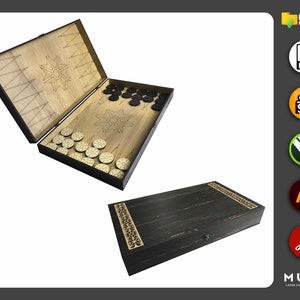 Laser Cut Backgammon Game, Board Game, Table Game, Svg, Dxf, Pdf, Ai, Laser cut file, Cnc Cut, Glowforge Cut, Vector Templates, Laser Projec