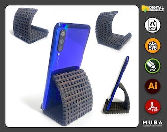 Archivo de corte láser para soporte de teléfono / Archivo SVG para soporte de teléfono / Soporte de exhibición de madera / Descarga instantánea SVG DXF
