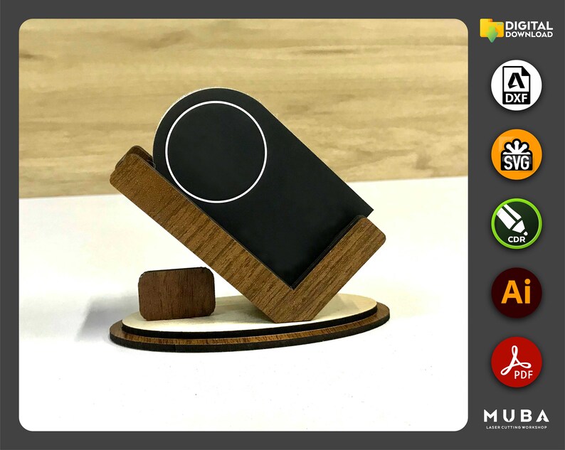 Laser Cut Business Card Holder Card Stand Svg Dxf Pdf Ai Etsy