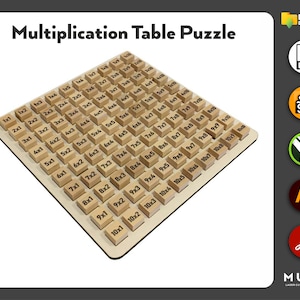 Multiplikationsbrett / Lernspiel für Kinder - Einzigartige lasergeschnittene Datei - Mathespiel für Kinder - Kinderpuzzle - Mathematik Glowforge Cut