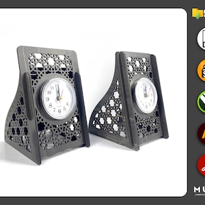 2 modelos de reloj de escritorio, producto de oficina, regalo de compañero de trabajo, archivo cortado con láser, archivos CNC, dxf, svg, cdr, ai, pdf, plantillas vectoriales, proyecto láser