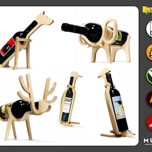 Tabletop Rack, Animal Wine Rack Sets, Wine Holder, Wine Standing, Wine Organizer, Svg, Dxf, Pdf, Ai, Cnc Cut, Glowforge Cut, Vector Template