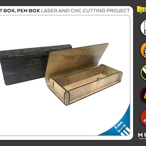 Boîte à stylos en bois, cadeau, boîte à bijoux, fichier découpé au laser, fichiers CNC, dxf, svg, cdr, ai, pdf, modèles vectoriels, projet laser, laser svg