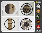 36 Wall Clock SVG, Watch Models, Wall Decor Clocks, DXF Files for Laser Cut File, Vector Plan, Cnc Router File, Cnc Cut File Collection