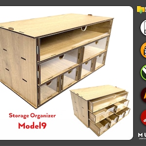 Laser Cut Desktop Organizer SVG, Hobby Storage Box, Drawer Organizer SVG, Laser cut file, Glowforge Cut, 3 mm, Model9