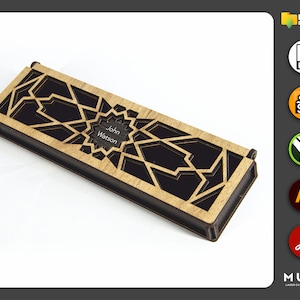 Scatola portapenne in legno, Scatola portagioie regalo, File tagliato al laser, File CNC, dxf, svg, cdr, ai, pdf, Modelli vettoriali, Progetto laser, laser svg, laser dxf