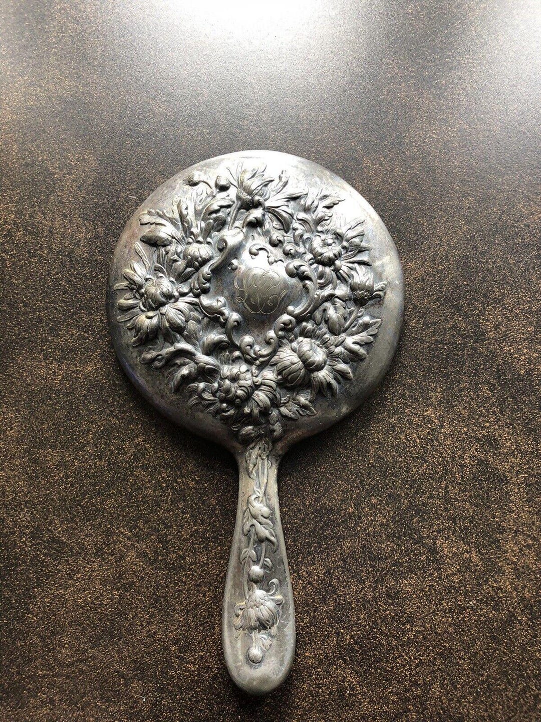 Repoussé Silverplated Hand Mirror, Reed & Barton Antique Mirror, Vanity ...
