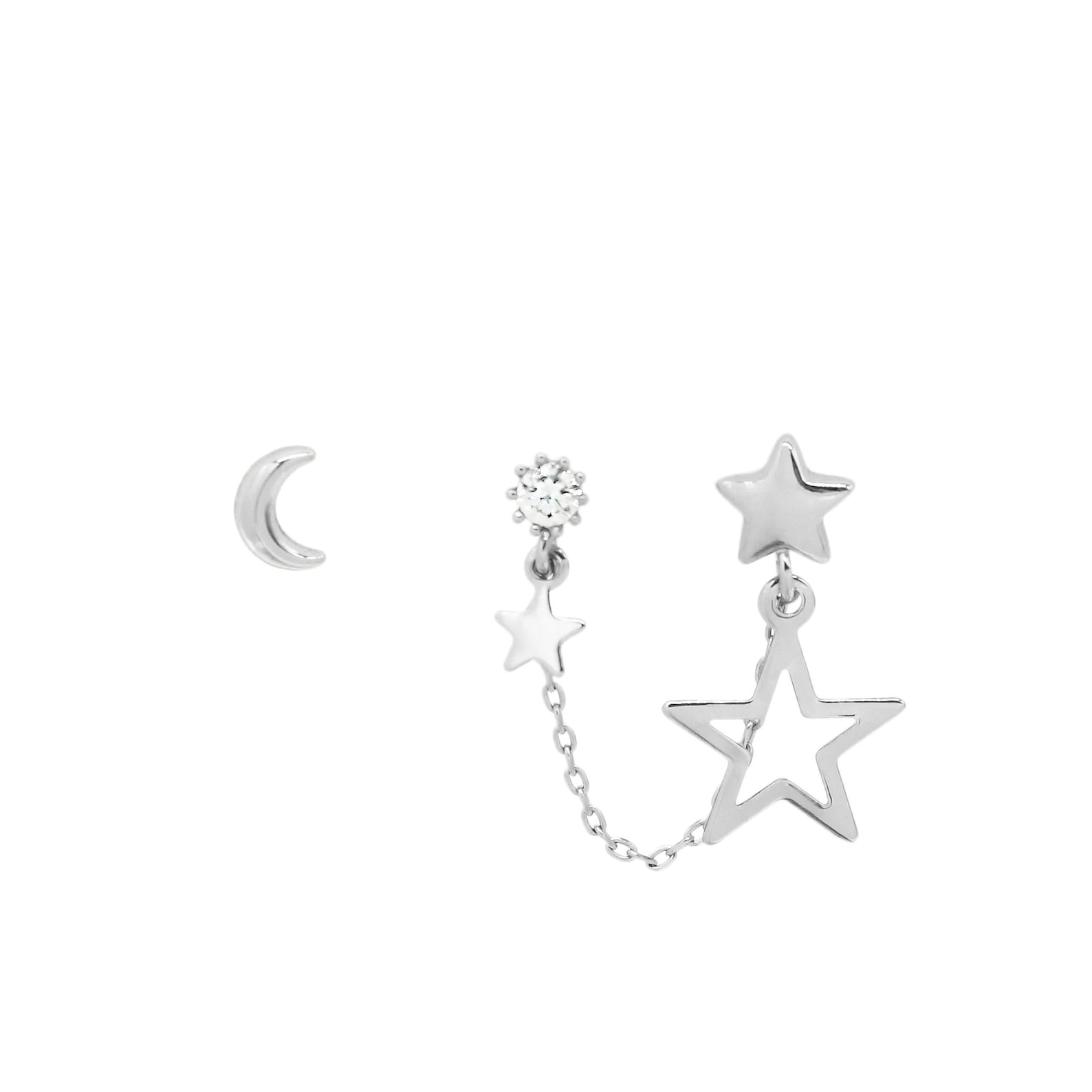 Shining Stella Chain Set, 14k Gold Dipped Earrings, Multi Earring Set