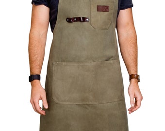 Olive Waxed Canvas Apron