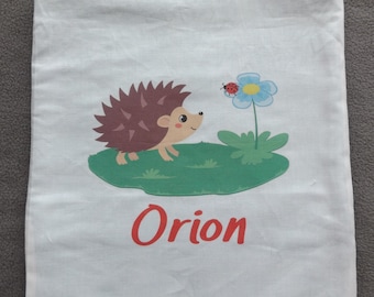 Customized with your pets name, Hedgehog Bag, Guinea Pig, Small Animals, Sleeping Bag, Cuddle Sack, Bonding Bag, Hedgehog Bed