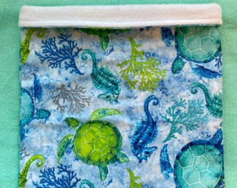 READY TO SHIP!! Sea Turtle & Seahorse Tropical  Hedgehog Bag, Guinea Pig, Small Animal, Bonding Bag, Snuggle Sack, Sleep Sack