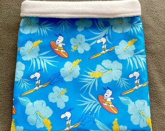 READY TO SHIP!! Surfing Snoopy Hedgehog Bag, Guinea Pig, Small Animal, Sleep Sack, Snuggle Bag, Bonding Bag