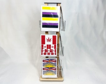 Rotating Card Display Stand 12 Pocket | Compact Countertop Spinner for Cards, Stickers and Retail
