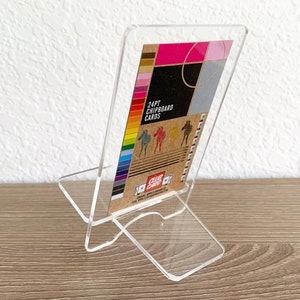 Mini cavalete de acrílico transparente | Expositor pequeno para cartões, celulares, minilivros, placas e tablets | Expositor de mesa ou varejo | Fabricado nos EUA