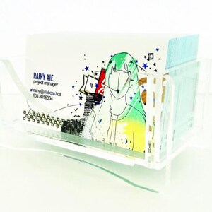 Clear Acrylic Business Card Holder – Modern Minimalist Desk Display, Made in USA
