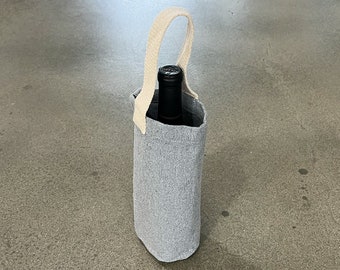 Recycled Grey Muslin Wine Bottle Bags With Webbing Handle | Blank Imprintable Totebags