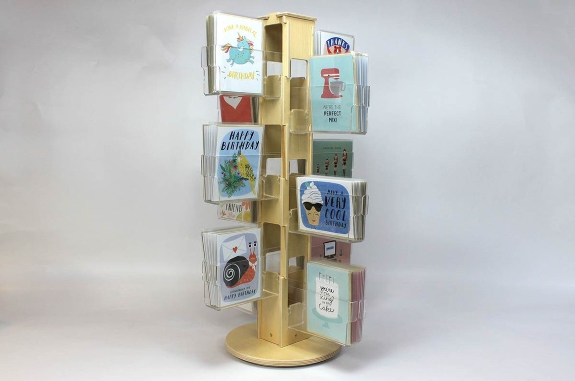 Rotating Card Rack With 12 Clear Pockets for Postcards Etsy