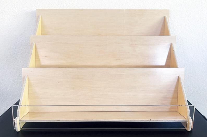 Card Rack Display 3 Tier 3-tier Birch Plywood Card Display Stand With Acrylic Front - Etsy