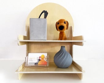 Wood Display Stand 2 Tier | Countertop Retail Rack for Notebooks, Journals & Gifts | Birch POS Display with Header