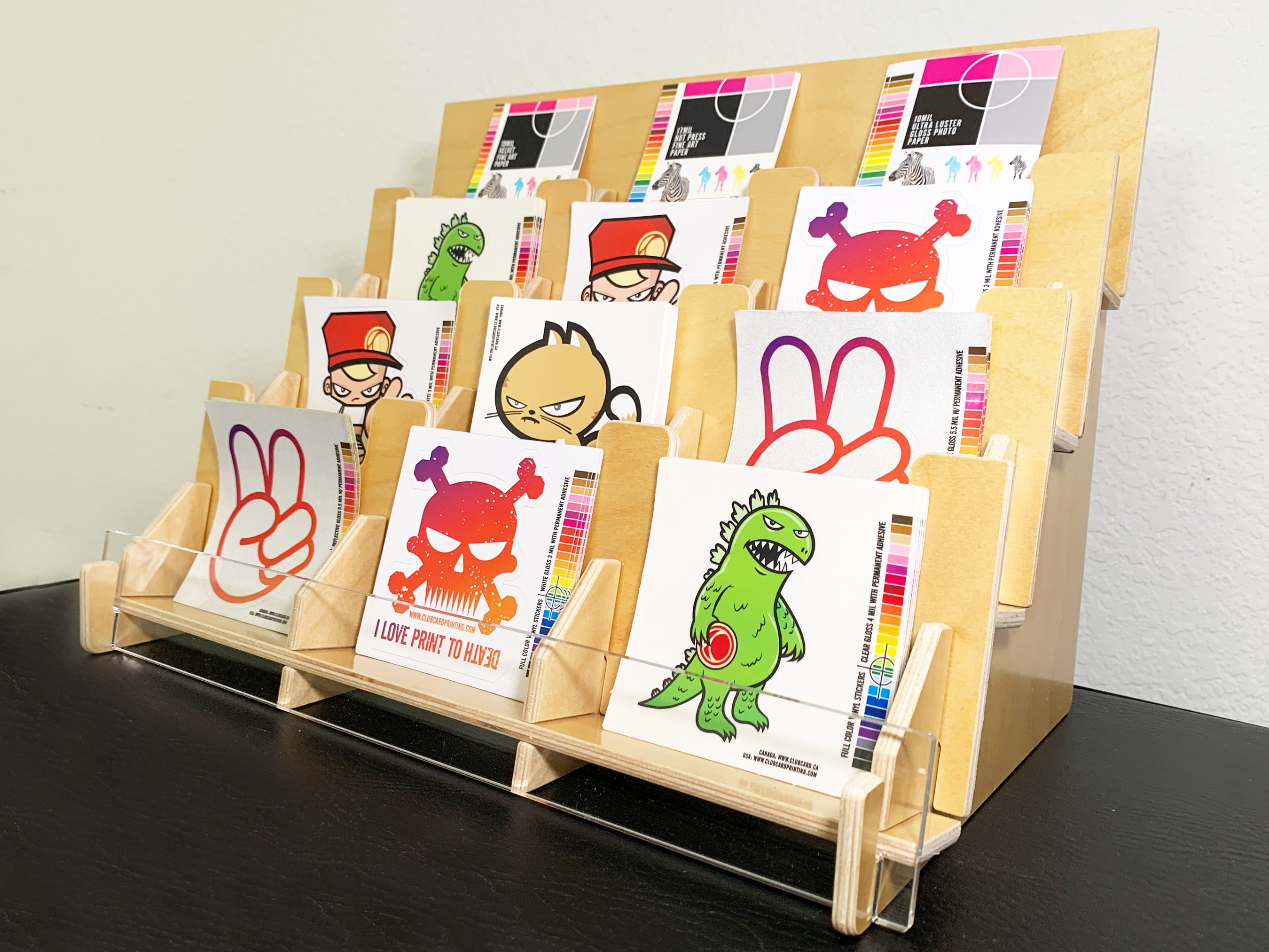 Card & Sticker Display Stand | 12 Pocket Wooden Rack | Countertop ...