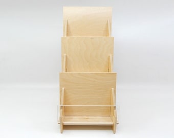 Birch Wood Card Display Rack - 3 Tier Countertop Stand