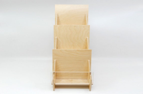 Birch Wood Card Display Rack - 3 Tier Countertop Stand