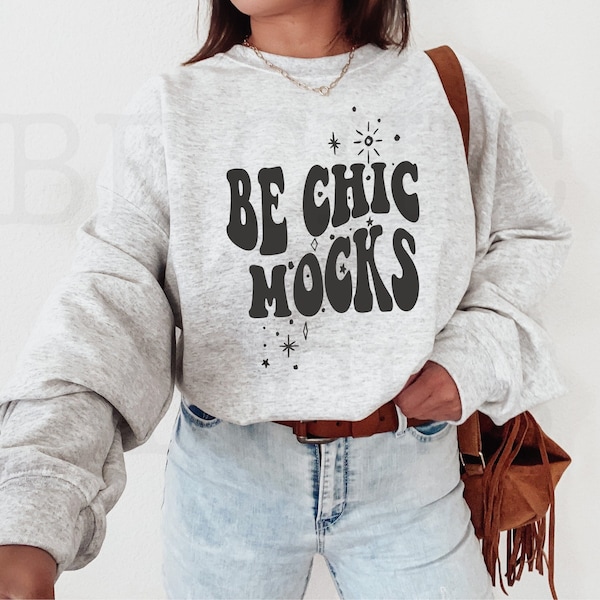 Gildan 18000 Mockup Gildan Ash Sweatshirt Mockup Selfie Model Trendy Mockup Chic Mockup