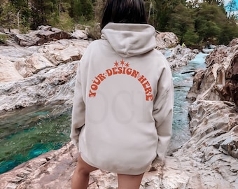 Gildan 18500 Sand Hoodie Mockup | Back View (JPG & PNG)