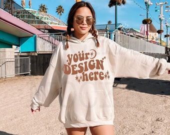 Gildan 18500 Outdoor Mockup | Gildan Sand Hoodie Mockup | 18500 Model Lifestyle Mockup | 18500 Beach Mockup | Hoodie Trendy Mockup