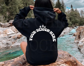 Gildan 18500 Outdoor Mockup | Black 18500 Model | Back of 18500 Mockup | 18500 Back Model | Hoodie Mockup | Hoodie Model | 18500 Trendy Mock