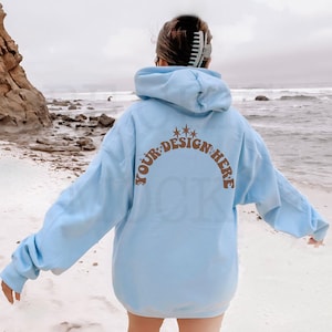 Gildan 18500 Outdoor Mockup | Light Blue 18500 Model | Back of 18500 Mockup | 18500 Back Model | Hoodie Mockup | Hoodie Model