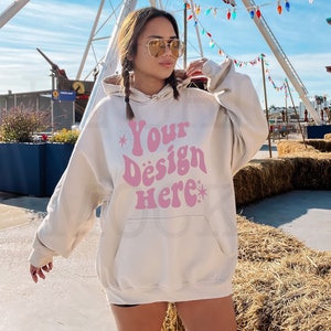 Gildan 18500 Outdoor Mockup | Gildan Sand Hoodie Mockup | 18500 Model Lifestyle Mockup | 18500 Beach Mockup | Hoodie Trendy Mockup