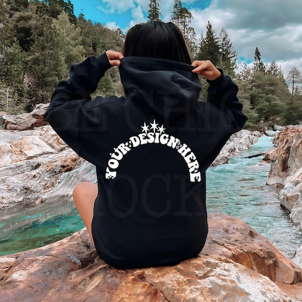 Gildan 18500 Outdoor Mockup | Black 18500 Model | Back of 18500 Mockup | 18500 Back Model | Hoodie Mockup | Hoodie Model | 18500 Trendy Mock