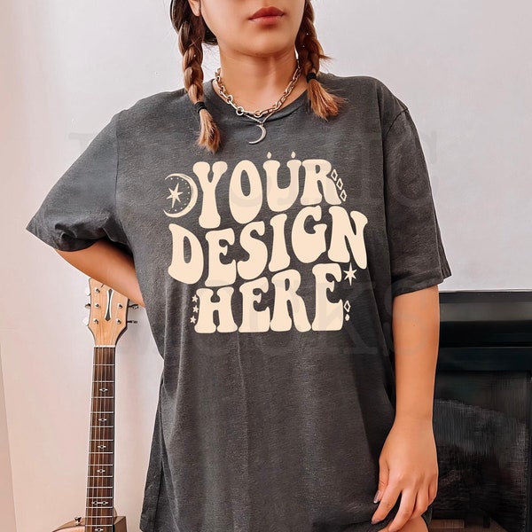 Bella Canvas 3001 Mockup | Dark Grey Heather Bella Canvas Shirt Mockup | 3001 Model Mockup| Bella Canvas Model | T-shirt Model