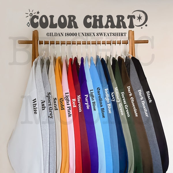 Gildan 18000 Color Chart | Gildan 18000 Color Swatch | Swatch Mockup | Color Chart Mockup | Color Chart Model | 18000 Model Size Chart