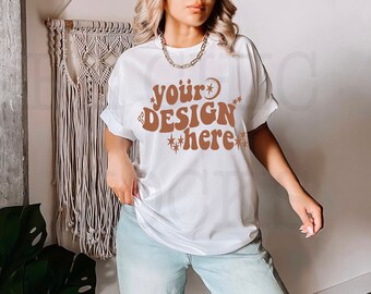Gildan 5000 Mockup | Gildan White Shirt Mockup | 5000 Boho Model Mockup | 5000 Boho Chic Mockup | Gildan 5000 Stylish Mockup