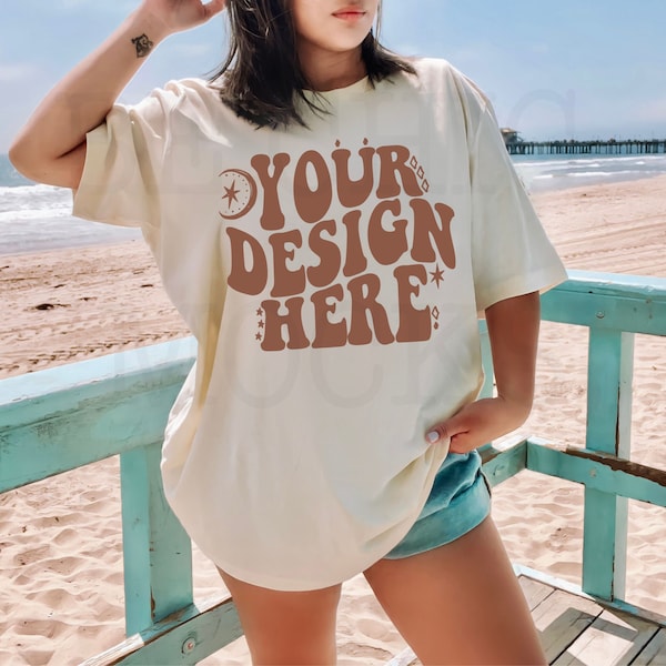 Bella Canvas 3001 Strand Mockup | Bella Canvas Natur Shirt Modell | Bella Canvas Model Mockup | 3001 Sommer Mockup | 3001 Strandmodell