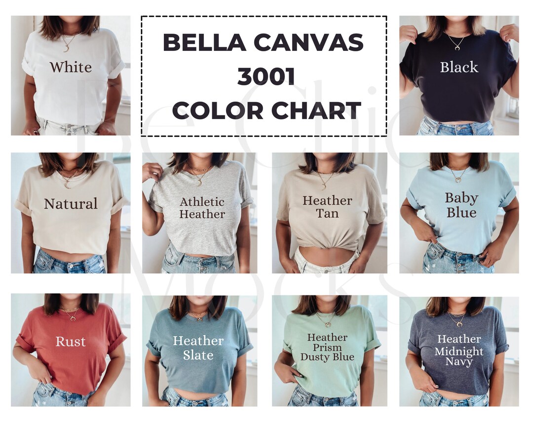 Bella Canvas 3001 Color Chart Bella Canvas 3001 Color Swatch Etsy