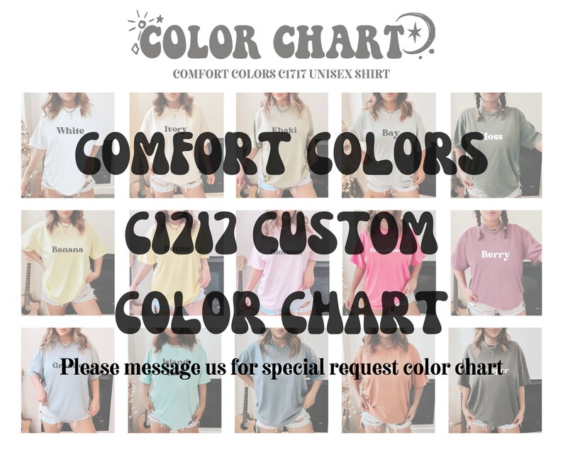 Custom Special Request Color Chart Comfort Colors C1717 - Etsy